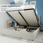 Modern Minimalist Upholstered Bed, Multi-Functional with Gas Lift, Beige