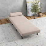 Sleeper Chair Folding Recliner with Bed Function, Adjustable Backrest, Beige Linen Look
