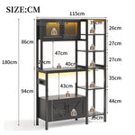 Kitchen Baker's Rack with Power Outlet and LED Lights, Microwave Shelf and Wine Glass Holder, Particle Board and Stainless Steel