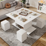 Liftable Coffee Table, Multifunctional with 2 Opening Tabletops, White
