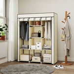 Fabric Wardrobe, Folding, 8 Tiers, Cream White