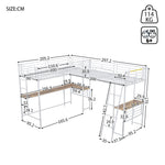 Loft Bed 90x200cm with Desk & Double Staircase, White