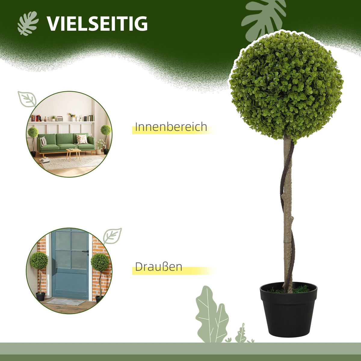 Artificial Eucalyptus, 90 cm Indoor Plant in Pot, Green