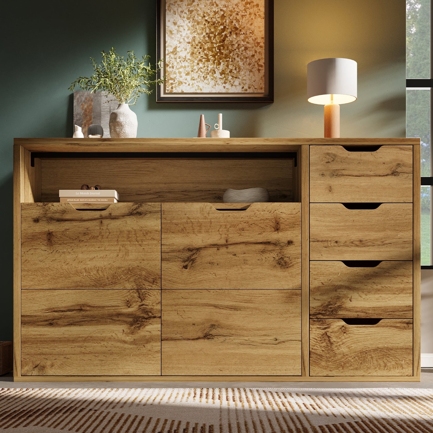 Modern Furniture - Integrated Storage, LED & USB Features - Mixed Materials