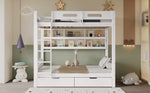Bunk Bed 90x200 with Drawers & Storage Shelf, White Pine