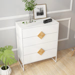 Solid Wood Dresser, 4 Drawers Special Shape Handle, Solid Wood