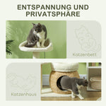 Cat Tree 79 cm, Cat Cave, Bed, Play Balls, Sisal, Cream White