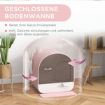 Cat Litter Box, Lid, Scoop, Dirt Trap Mat, Plastic, Pink/Black