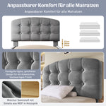 Single Upholstered Bed 90x200 with Drawers, Grey Velvet