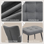 Rocking Chair with Footstool, 130kg Capacity Armrests Recliner, Linen Look