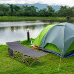 Camp Bed, Foldable Camping Lounger with Carry Bag, Steel Oxford Grey