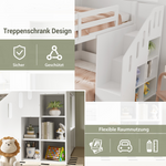 Bunk Bed 90x200cm with Stairs Lockers & Railing - White