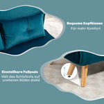 2-seater Sofa Bed, Convertible with Adjustable Backrest, Dark Green Fabric