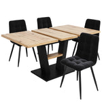 Dining Table Set Extendable V-Legs 5-Piece - Velvet