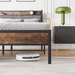 Bed Frame 140x200cm Smart LED USB Metal Slatted Noise-Free, Metal