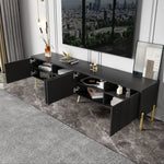 TV Cabinet 190cm Gold Table Legs - Black