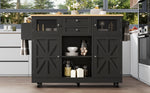 Kitchen Island Trolley Sideboard with Worktop Towel Rail Adjustable Storage Black