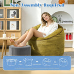 Ergonomic Curved Bean Bag Chair with Storage Pocket and Matching Ottoman, Modern Comfort