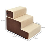 Dog Stairs, 3 Steps Pet Stairs, Plush Beige
