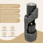 Garden Fountain with LED Lighting, Water Pump and Decorative Basin, Grey Artificial Stone