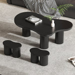 Irregular Bench Coffee Table, 2 Small Stools 16x42x24.5cm, Black