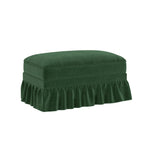 Windsor Stool with Removable Ruffle Skirt and Chenille Fabric, Green