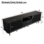TV Cabinet with Open Compartments, Drawers and Soft-Close Hinges, Lacquered Textured Surface