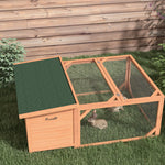 Small Animal Hutch, Dwarf Rabbit Hutch with Asphalt Roof, Fir Wood Orange and Green