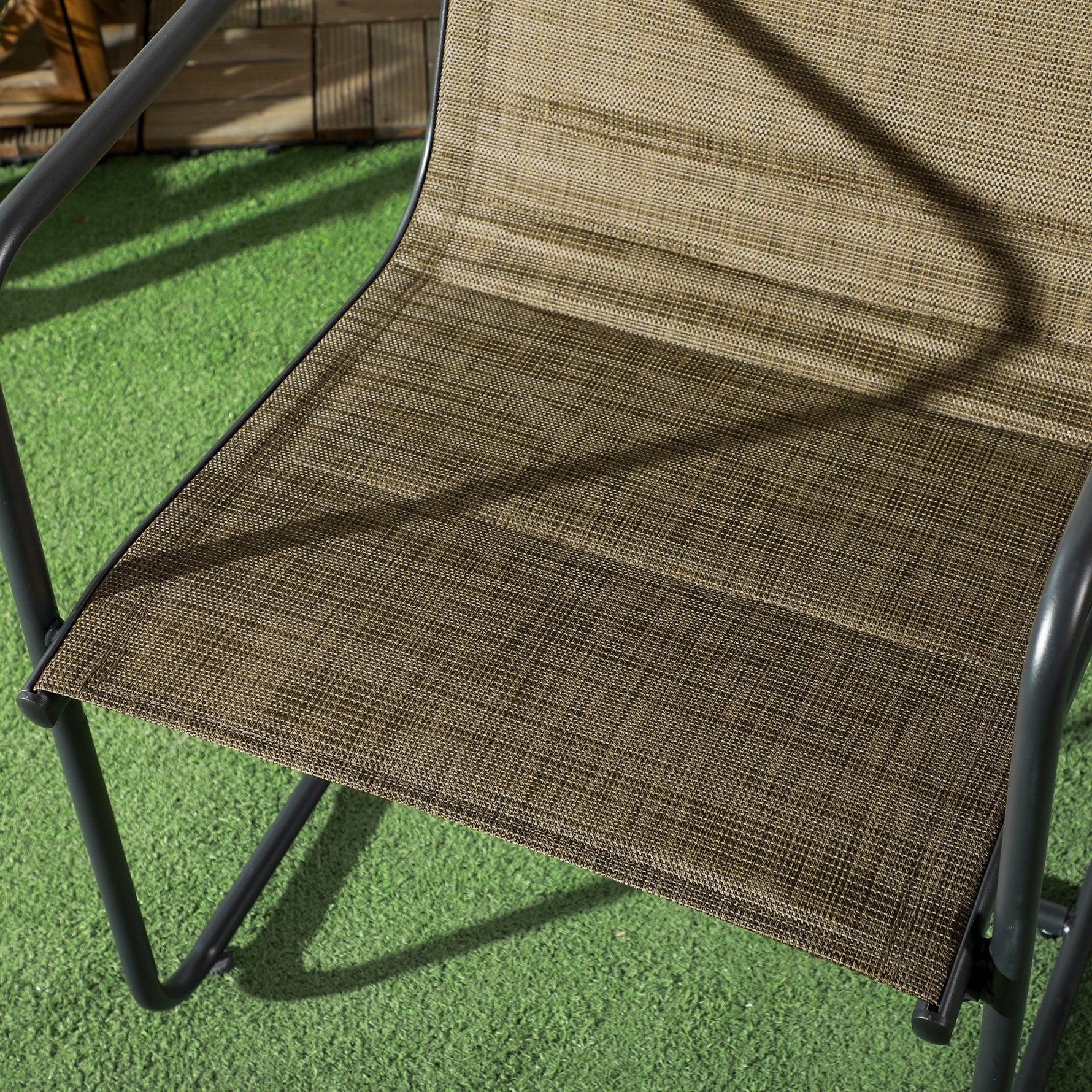 Balcony Chairs, Set of 2, Armrests, Breathable, Metal, Brown