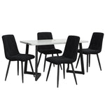 Dining Set 5-Piece 117x68cm Rectangular Table with 4 Chairs Black Twill Velvet Black Legs