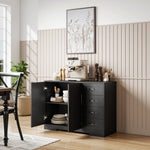 Sideboard Chest Modern Style 4 Drawers 1 Cabinet - Black