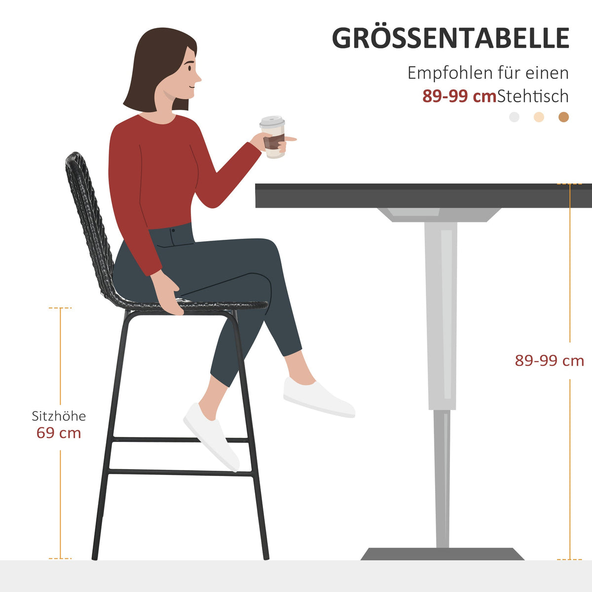 Bar Stools, Set of 2, Footrest, Bistro, Steel Black