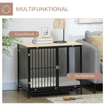 Dog Cage, Kennel with Cushion & Tray, Oak+Black