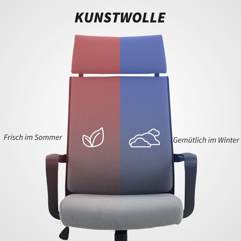 Office Chair, Ergonomic Swivel, Dark Grey Faux Wool