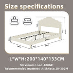 Modern Minimalist Soft Bed with Mattress 140x200cm, Beige