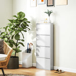 Metal Shoe Cabinet, 4 Doors Slim Shoe Rack, White