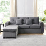 Sofa, 5-Cushion Supreme Set LED 3-Seater with Ottoman, Modular L-Shaped