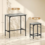 Bar Table Set with Bar Stools, 2 Chairs, Grey
