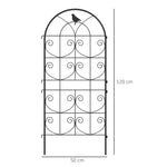 Metal Trellis Set of 2, Rustproof Bird Design 50x120cm, Black