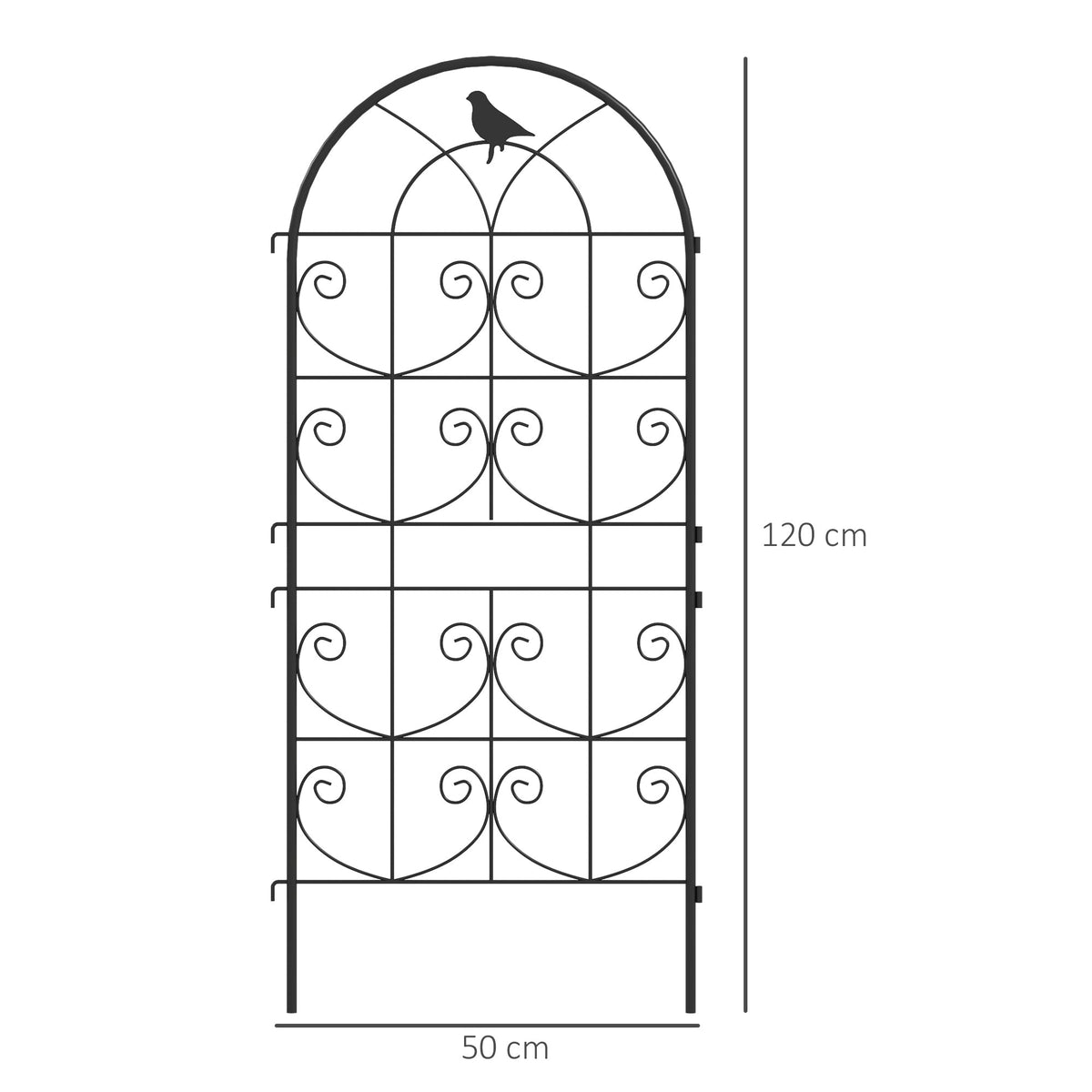 Metal Trellis Set of 2, Rustproof Bird Design 50x120cm, Black