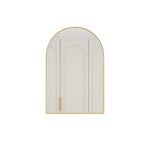 Stylish Arched Mirror Cabinet, Recessed Wall Storage Metal Framed, Gold