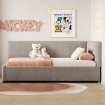 Upholstered Bed Sofa, 90x200 Multifunctional with 2 Storage Drawers, Gray Velvet