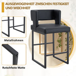 2-Pack Bar Stools Nordic Style Square Design Metal Legs - Black