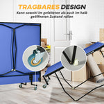 Table Tennis Table, Foldable with Net, Wheels, Steel, Blue