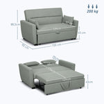 Sofa Bed 2-Seater Sleeping Function Adjustable Backrest Storage Velvet Look Light Grey