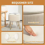 Storage Bench 2-in-1 Upholstered Lid Velvet Look Cream White