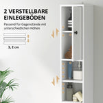 Slim Bathroom Cabinet, 3 Open Compartments, Adjustable Shelf, White