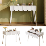 Dressing Vanity Table with 2 Drawers and Metal Legs in White