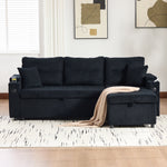 3-Seater Corduroy Sofa Sleeper Hydraulic Chaise Storage Cup Holders USB-C Corduroy