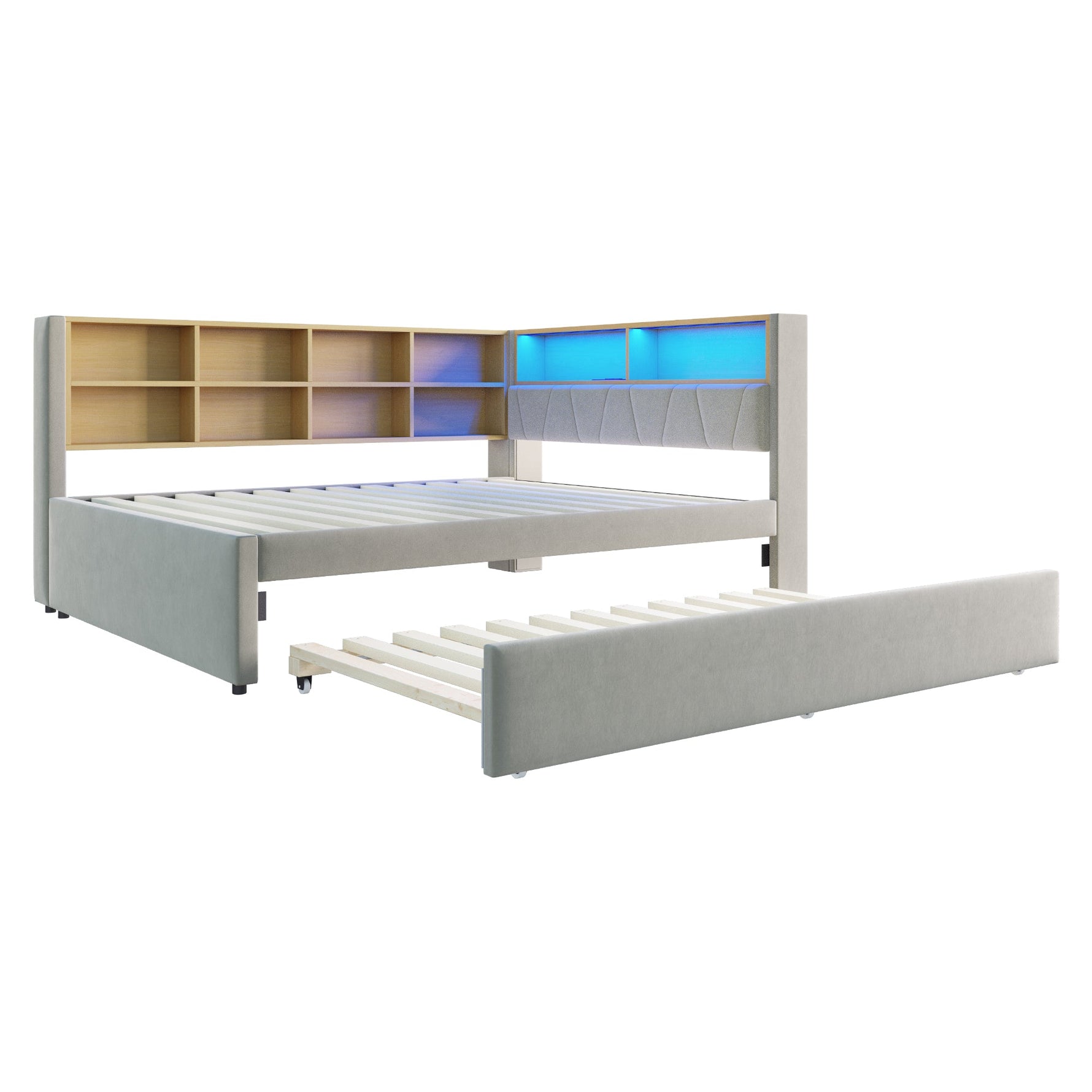Sofa bed 140*200 Pull-Out 90*190 USB Storage, Light Grey